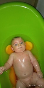 Create meme: baby, bathing a newborn, Child