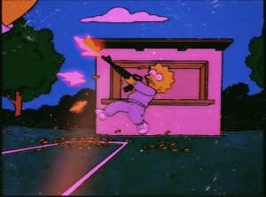 Create meme: the simpsons Lisa with a gun, Cartoon, the simpsons memes