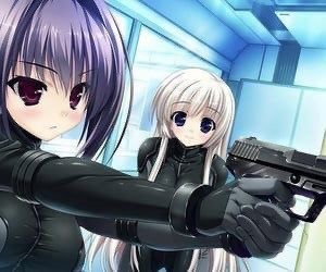 Создать мем: девушки из аниме, аниме девушка с пистолетом, аниме девушка с двумя пистолетами