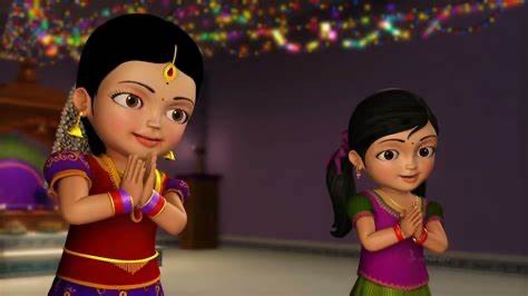 Создать мем: little krishna, bengali rhymes, happy diwali