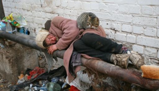 Create meme: a homeless man in Russia, homeless, homeless people in the trash