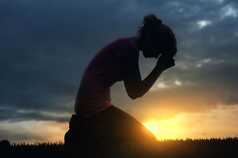 Create meme: The girl is praying on her knees, Praying on his knees, A woman on her knees