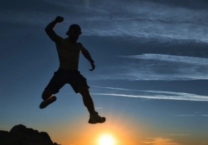 Create meme: sunset jump, the man in the jump, jumping man