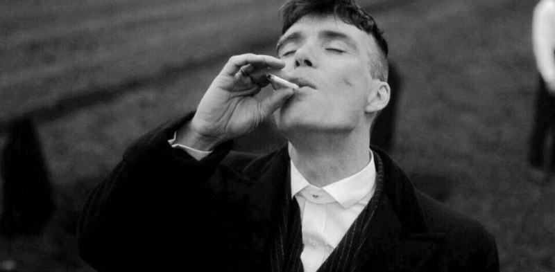 Create meme: Cillian Murphy peaky Blinders, tommy's peaky blinders, Thomas Shelby with a cigarette