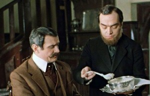 Create meme: Sherlock Holmes and Dr. Watson the hound of the Baskervilles, John Barrymore oatmeal sir, Barrymore the Butler