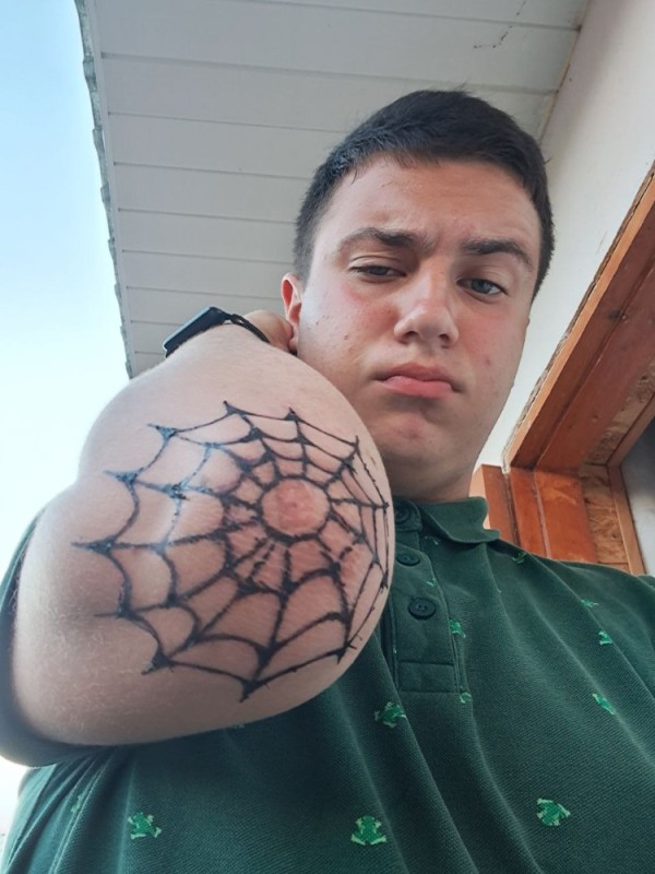 Create meme: tattoo web, spider web on the shoulder tattoo, spider web tattoo on the elbow