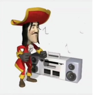 Create meme: The pirate is flexing under a tape recorder, The pirate with the tape recorder, Pirate dancing with a tape recorder