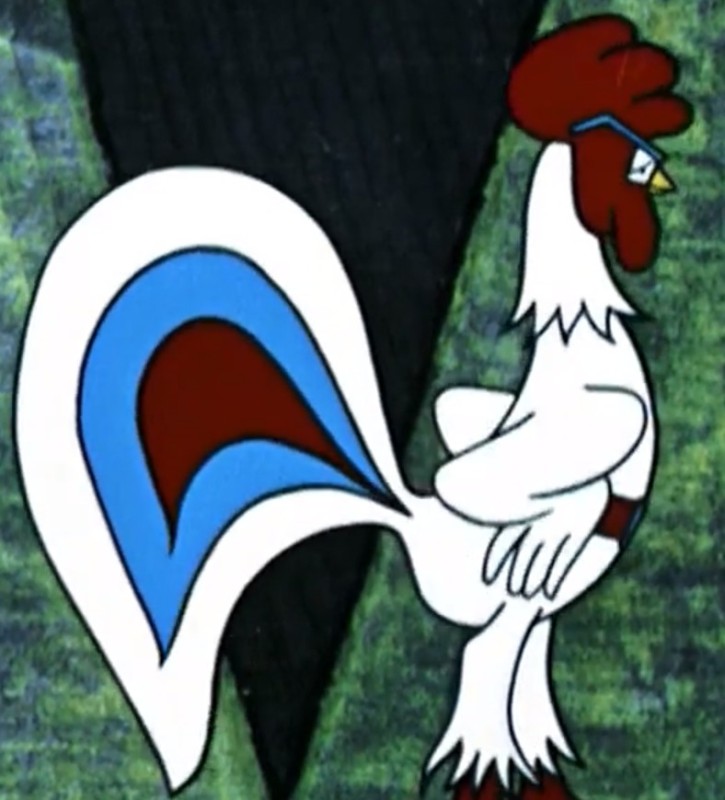 Create meme: rooster bremen town musicians, bremen town musicians cartoon cock, the Bremen town musicians cartoon 1969
