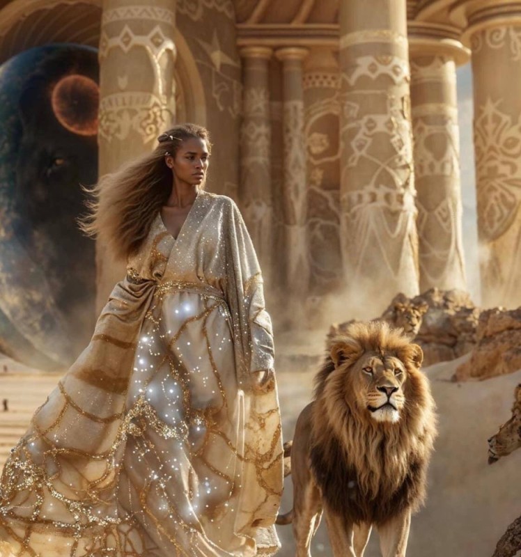 Создать мем: женщина львица, женщина, клеопатра со львом