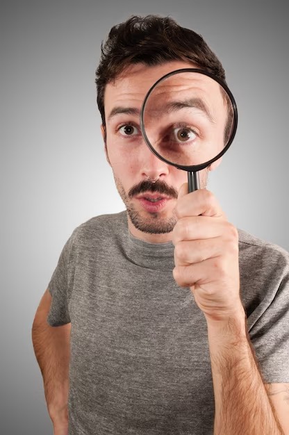 Create meme: magnifier , a man with a magnifying glass, male 