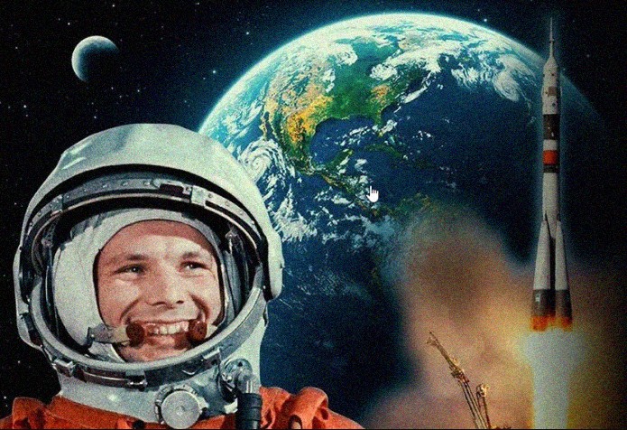 Создать мем: юрий гагарин полет в космос, юрий гагарин космонавт, полет гагарина в космос год