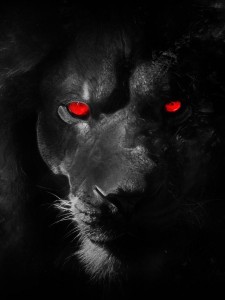 Создать мем: черный лев с красными глазами лицо, лев на черном фоне, лев с красными глазами