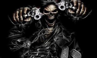 Create meme: brutal skeleton, skeleton with a gun, cool skeleton with a gun