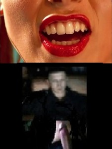 Create meme: Monica Bellucci, vampire fangs