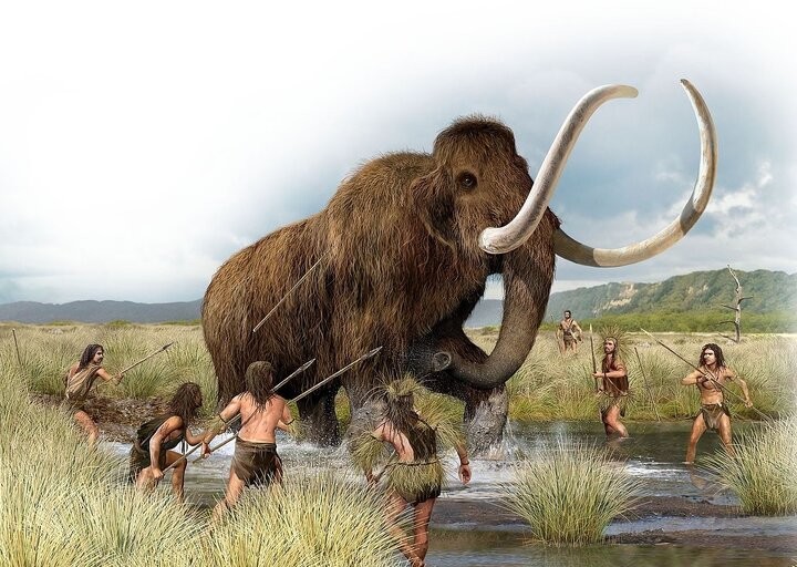 Create meme: mammoth, megafauna of the Ice Age, ancient people hunted mammoth