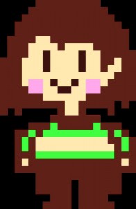 Create meme: Chara from undertail pixel, undertail Chara pixel art