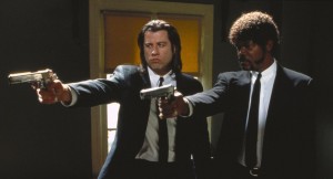 Create meme: pulp fiction Travolta and Jackson, pulp fiction Vincent and Jules, pulp fiction movie 1994