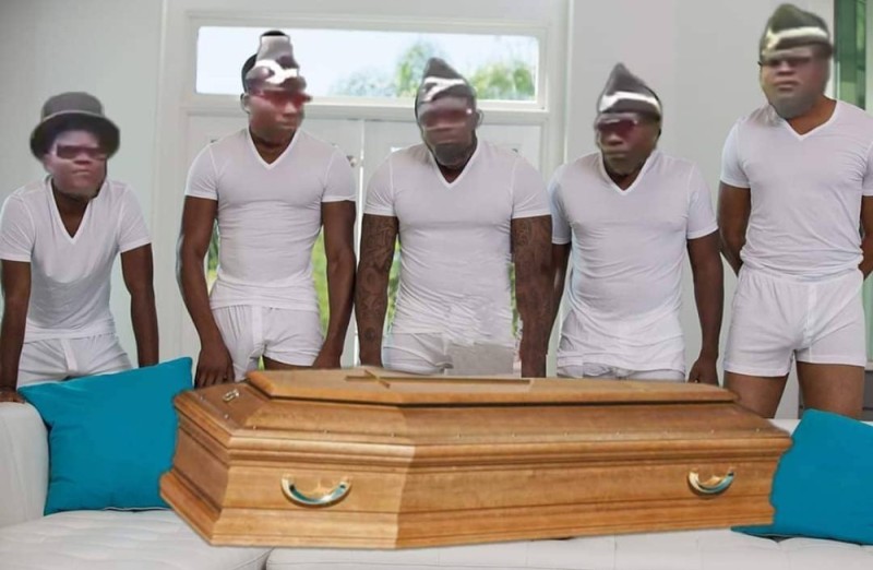 Create meme: coffin dance, claude mande, 5 black 1 white