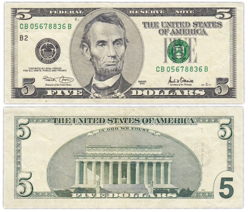 Create meme: $5, Abraham Lincoln on the bill, five US dollars