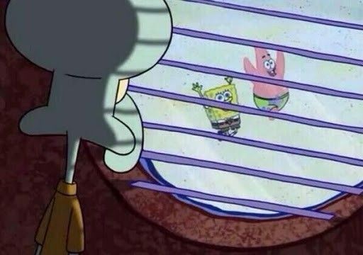 Create meme: squidward spongebob, Squidward squidward Patrick Patrick, squidward looks out the window meme