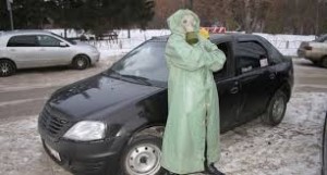 Create meme: protective suit, car, machine