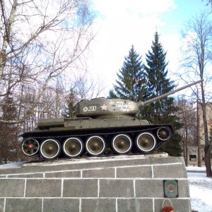 Create meme: Lyudinovo tank, tank t-34-85 in Brjansk, t-34 Irkutsk member of the Komsomol