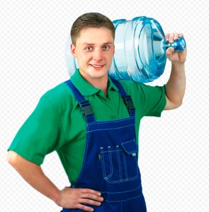 Создать мем: доставка питьевой воды, бутилированная вода с грузчиком, грузчик бутилированной воды