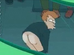 Create meme: Cartoon, futurama episode about the tattoo on fry's ass, futurama fry