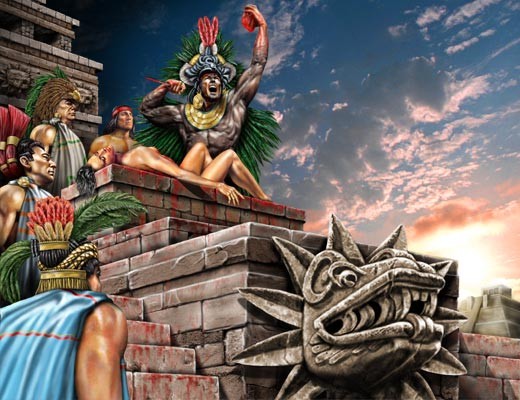 Create meme: aztec sacrifices, The Aztec sacrifice of Huitzilopochtli, Aztec civilization