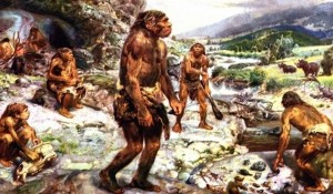 Create meme: the man is a Neanderthal, ancient man, primitive people