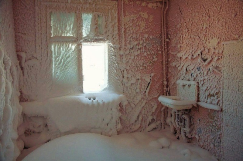 Create meme: snow in the apartment, The frozen room, frozen 