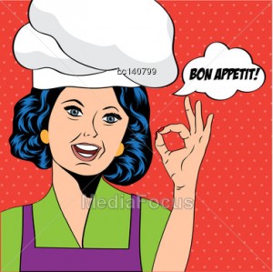Create meme: pop art woman, cook, pop art illustration