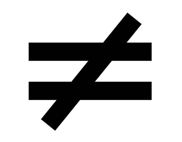 Create meme: the equal sign, the crossed out sign is equal to, crossed out equal sign