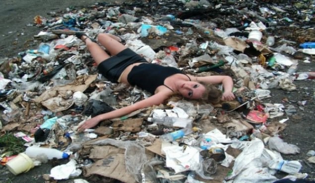 Create meme: garbage dump, a mountain of garbage, girl trash