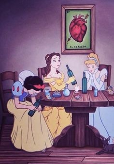 Create meme: Drinking Disney princesses, Disney princesses are drinking, Disney Princesses memes