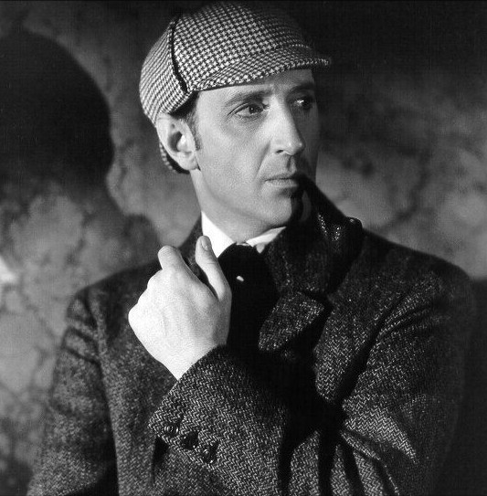 Create meme: Basil Rathbone Sherlock Holmes, Peter Cushing Sherlock Holmes, the image of Sherlock Holmes