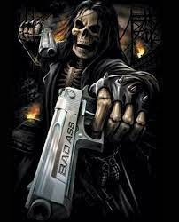 Create meme: skull fantasy, skeleton with a gun, skeleton with a gun