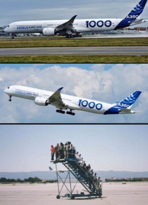 Create meme: airbus a350, the airbus plane is on takeoff, airbus a350 1000 xwb