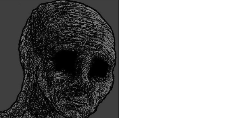 Create meme: wojak , depressed wojak, wojak creepy smiley