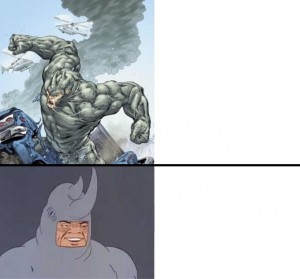 Create meme: Rhino Spiderman meme, fantastic character, marvel comics