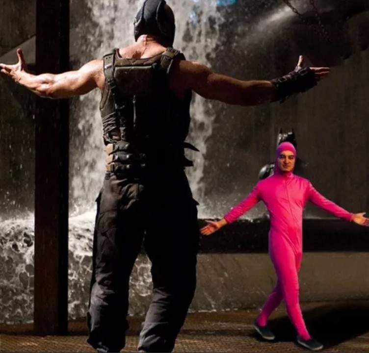 Create meme: pink guy, batman begins 2, bane 