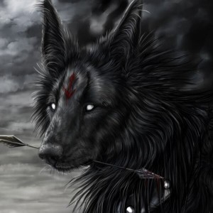 Create meme: wolf art, wolf, black wolf with red eyes