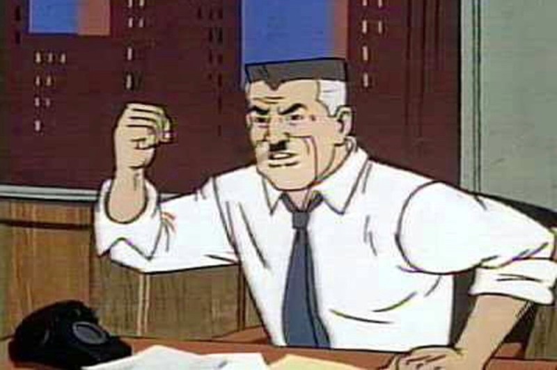 Create meme: J. Jonah jameson meme, below full was on my Desk, spider-man J. Jonah jameson