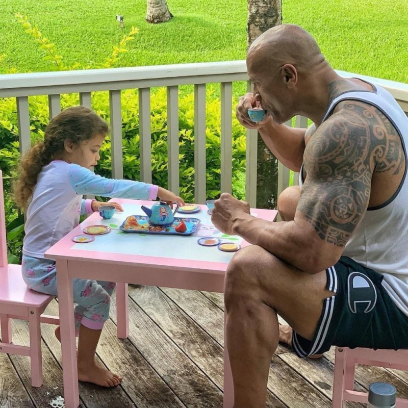 Create meme: Dwayne Johnson with his daughter, Dwayne the Rock johnson parents, Dwayne Johnson