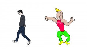 Create meme: chad stride, virgin chad