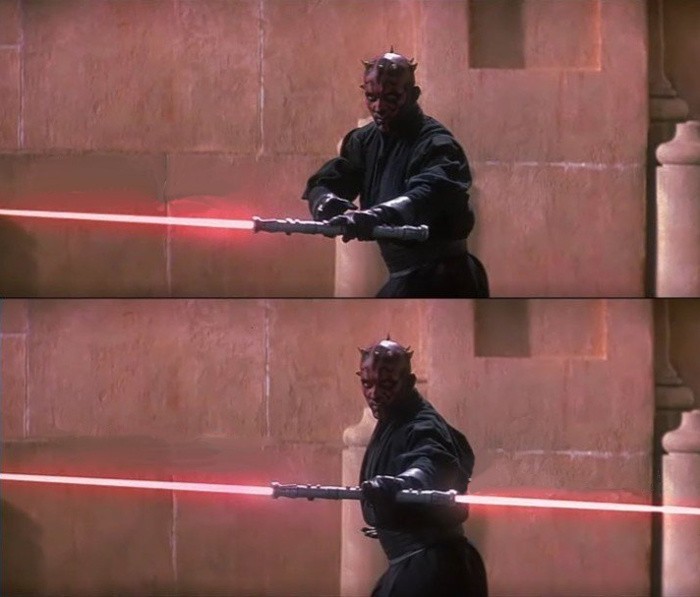 Create meme: star wars darth maul, star wars episode 1, The Star Wars meme is the sword of Darth Maul