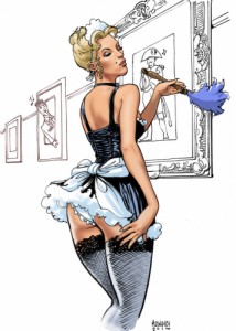 Create meme: pinup, fashion illustration, french maid