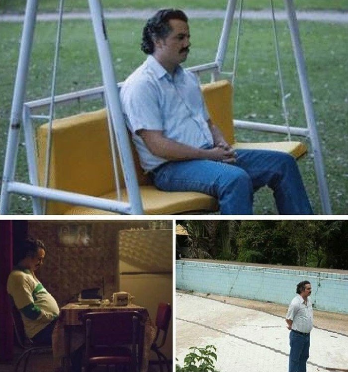 Create meme: lonely pablo escobar, meme Pablo Escobar sad, pablo escobar narco