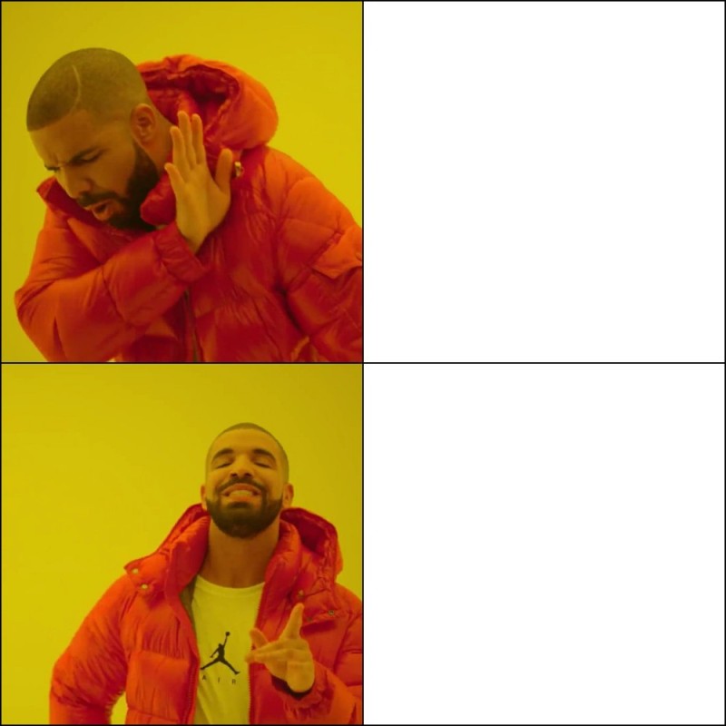 Create meme: Drake meme original, meme with Drake pattern, rapper Drake meme