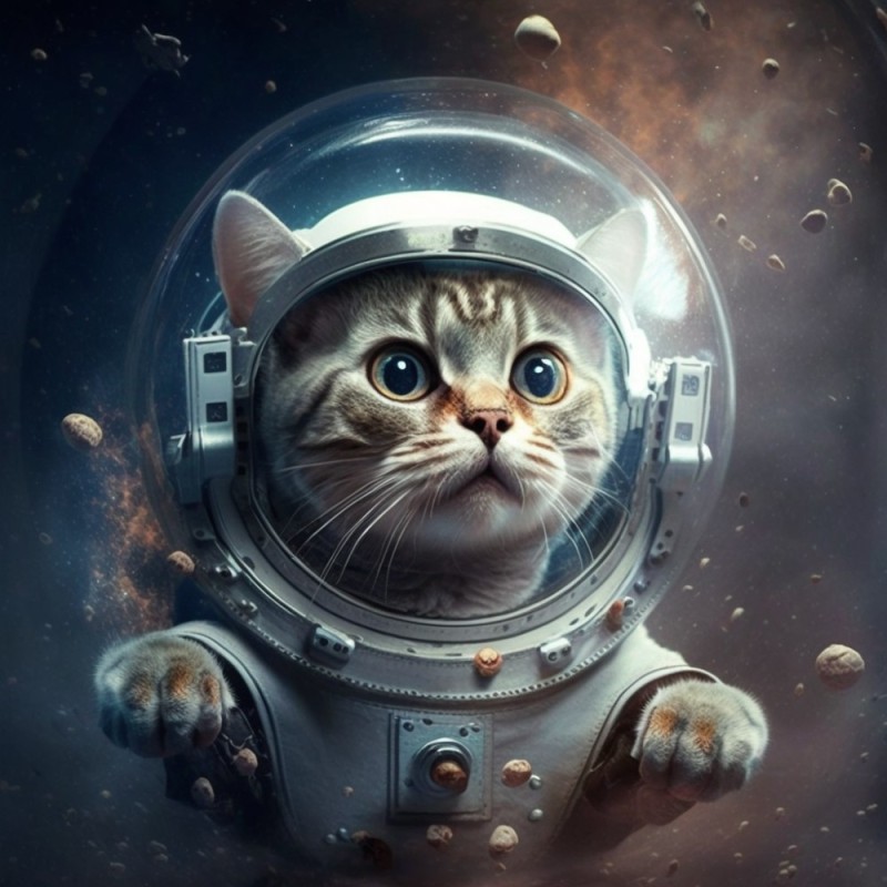 Создать мем: кошка в космосе, котик в космосе, кот космос